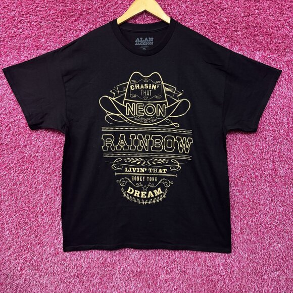 Alan Jackson Chasin' That Neon Rainbow Black T-Shirt XL - Picture 1 of 4
